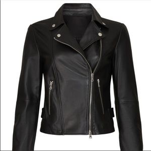 Emporio Armani Black Lambskin Nappa Leather Moto Jacket